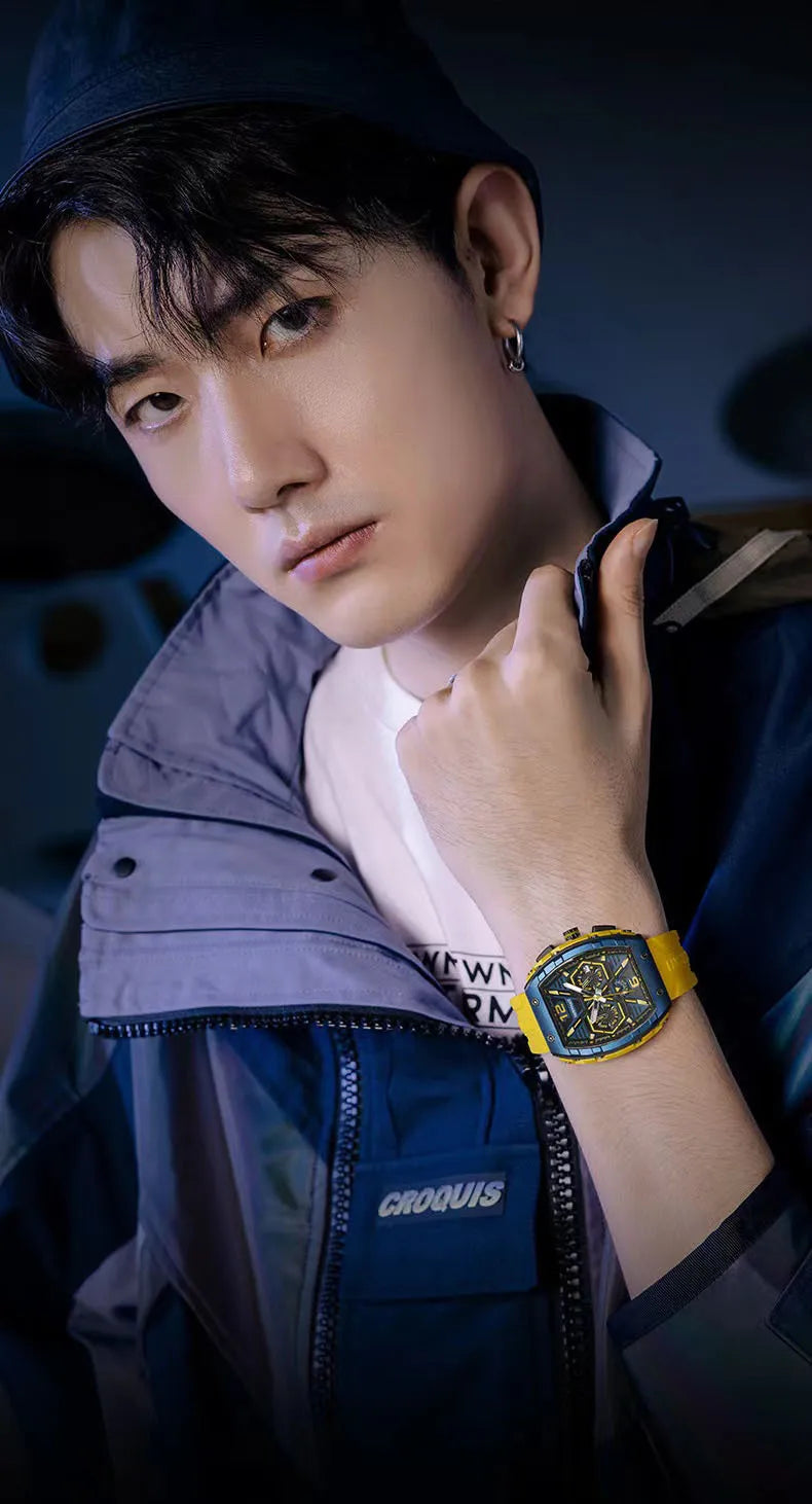 Mark Fairwhale 5560 Brand Luxury Mens Watch Wristwatch Clock Silicone Strap Chronograph Quartz Watches for Men montres hommes
