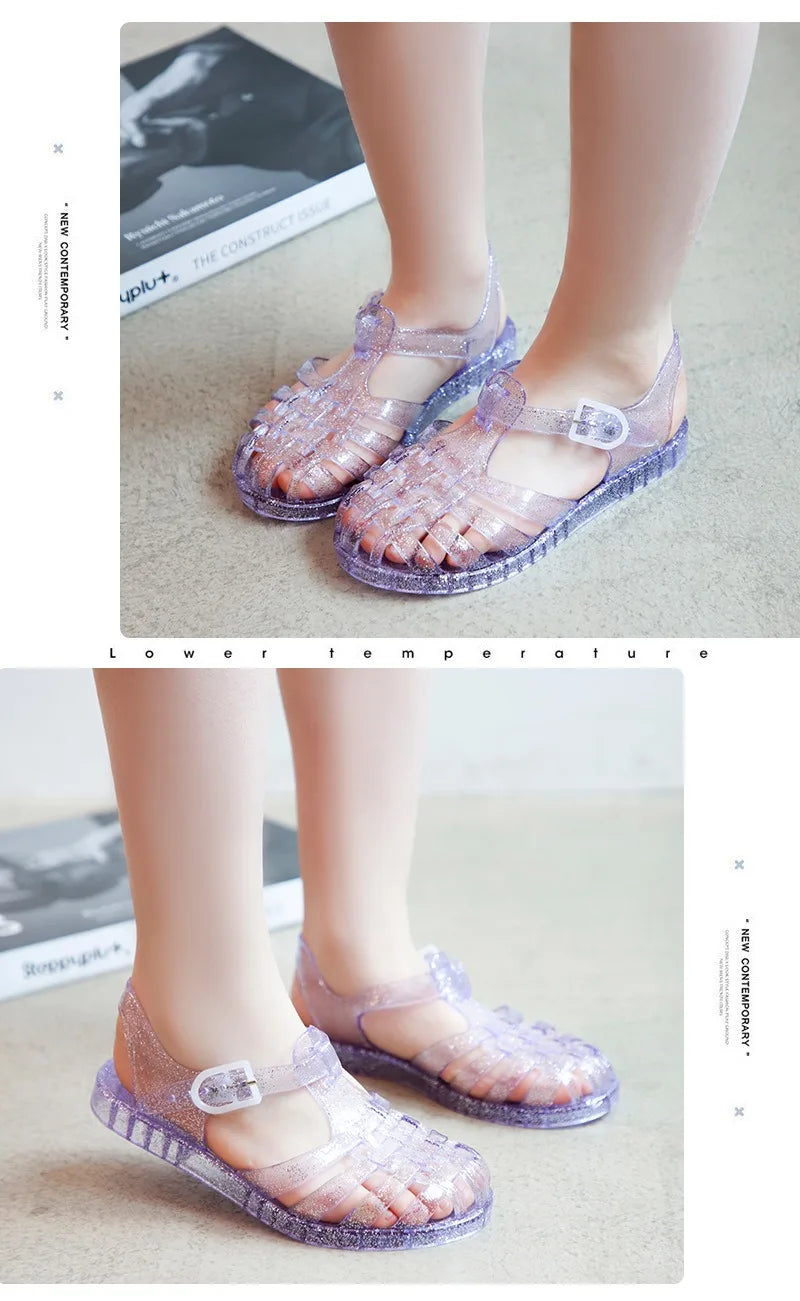 Summer New Sandal Princess Crystal Shoes Boy Girl Children Cave Shoe Kid Jelly Glitter Baby Roman Beach Sandals Toddler Slippers