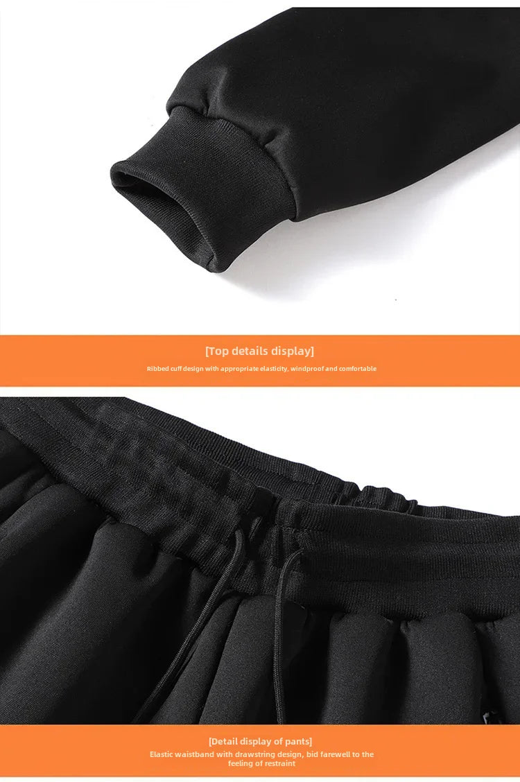 Thickened Fleece-lined Men's Jacket Casual Sport Suit Trendy Men's Clothing Pants