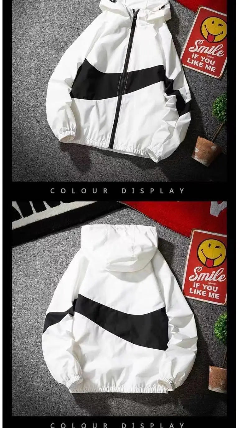 Summer Men Clothes Sports Jackets Sweatshirts Running Patchwork Lightweight Sun Protection Windbreaker Outdoor Coat Casual Loose