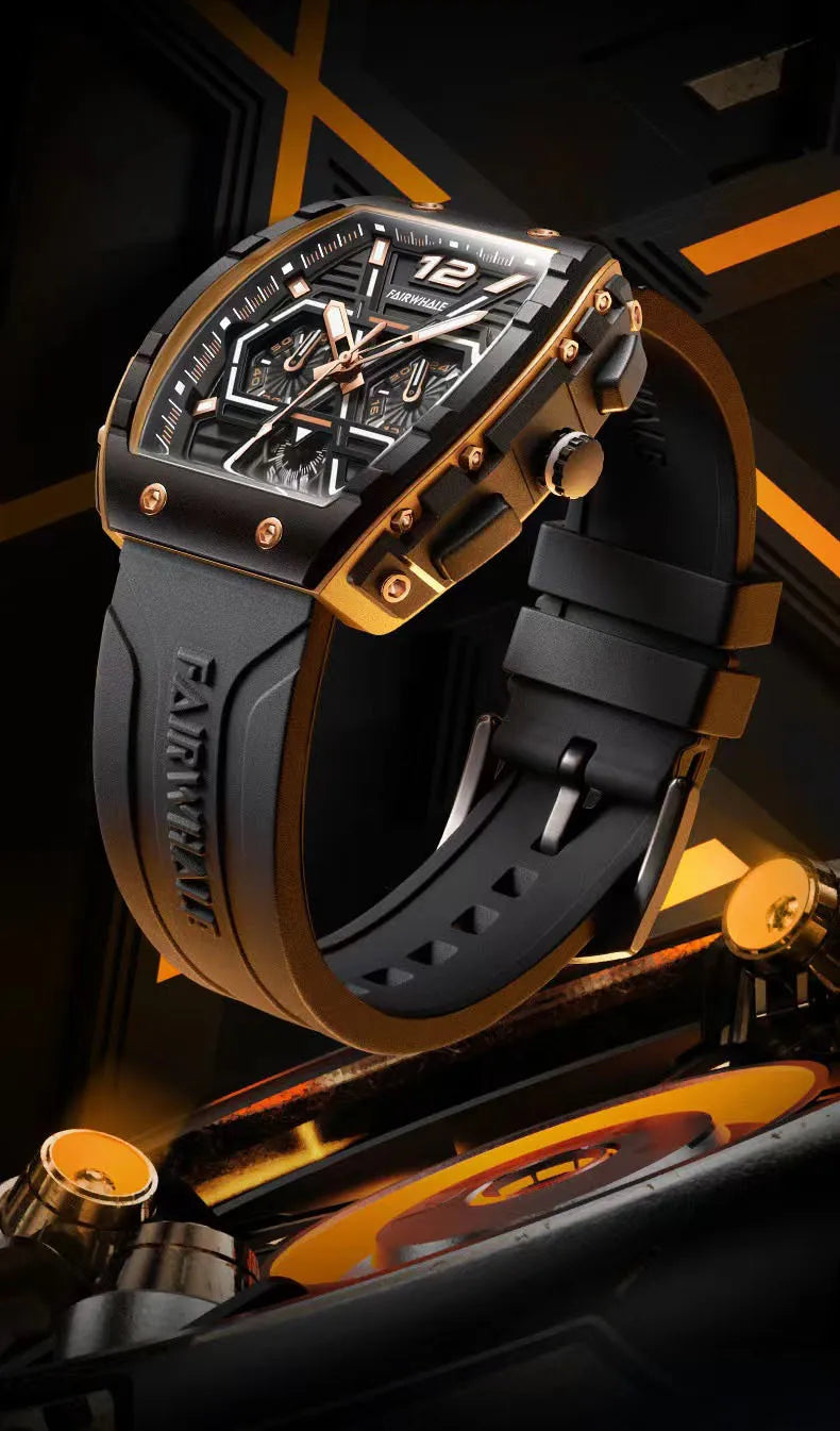 Mark Fairwhale 5560 Brand Luxury Mens Watch Wristwatch Clock Silicone Strap Chronograph Quartz Watches for Men montres hommes