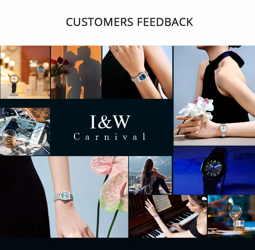 I&W Simple Quartz Watch for Women 2024 New Design Ladies Watches Sapphire Calendar Full Steel Bracelet Waterproof Montres Femmes