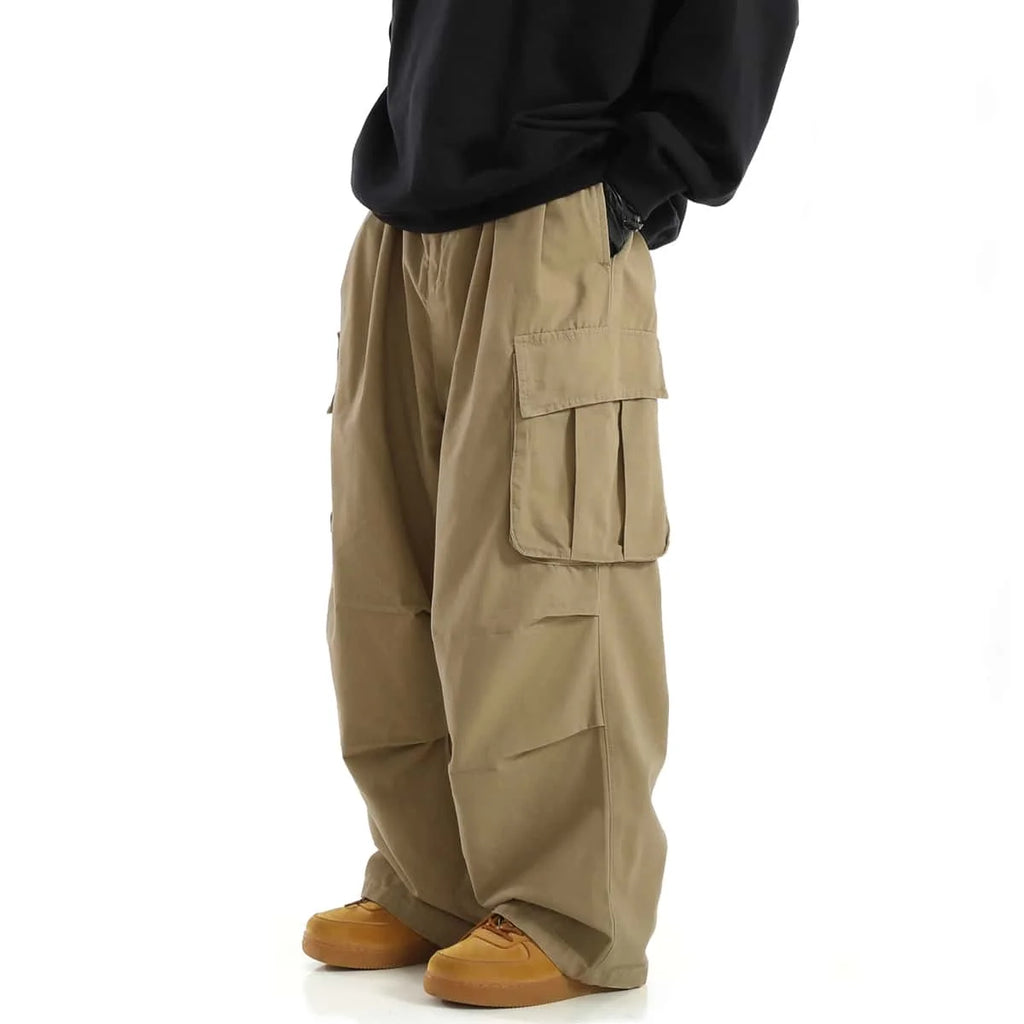 Classic Design Multi Flap Pockets Cargo Pants,Men's Loose Fit Drawstring Cargo Pants，For Skateboarding,Street,Outdoor Camping