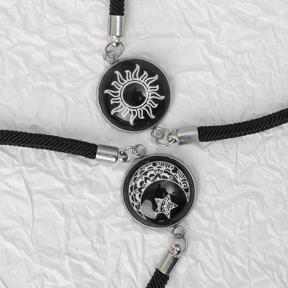 Sun Moon Braided Bracelets Women Men Black Adjustable Couple Bracelets Elegant Comfortable Bracelets Fashion Jewelry Accessories