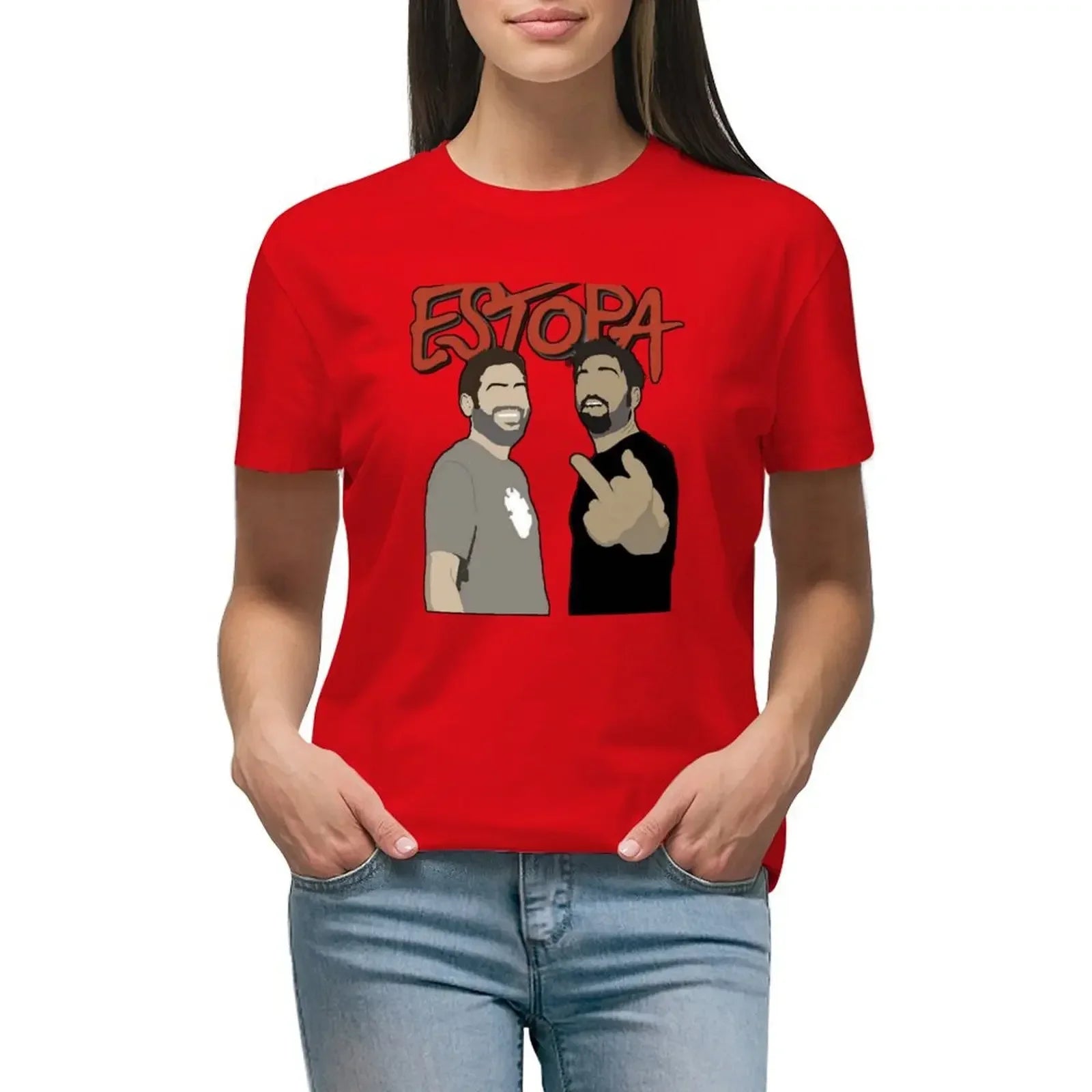 2024 Summer Personalized Street Hip Hop Style Estopa T-shirt Women's Clothing Retro Top Women's Clothing