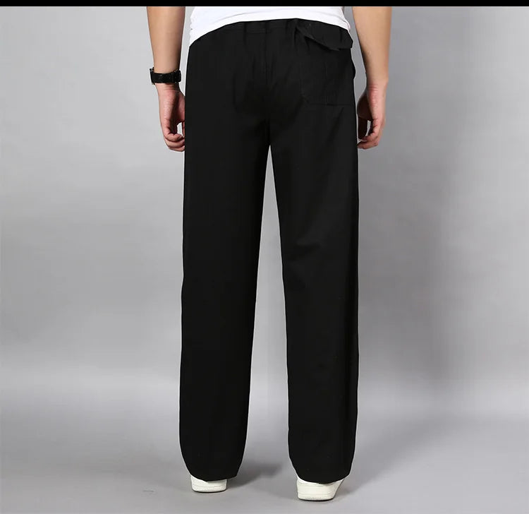 IPPOLICH Men's Pants Sweatpant Leisure Breathable Pants Pockets Wide Leg Cotton Black Cargo Pants Classic Man Casual Cargo Pants