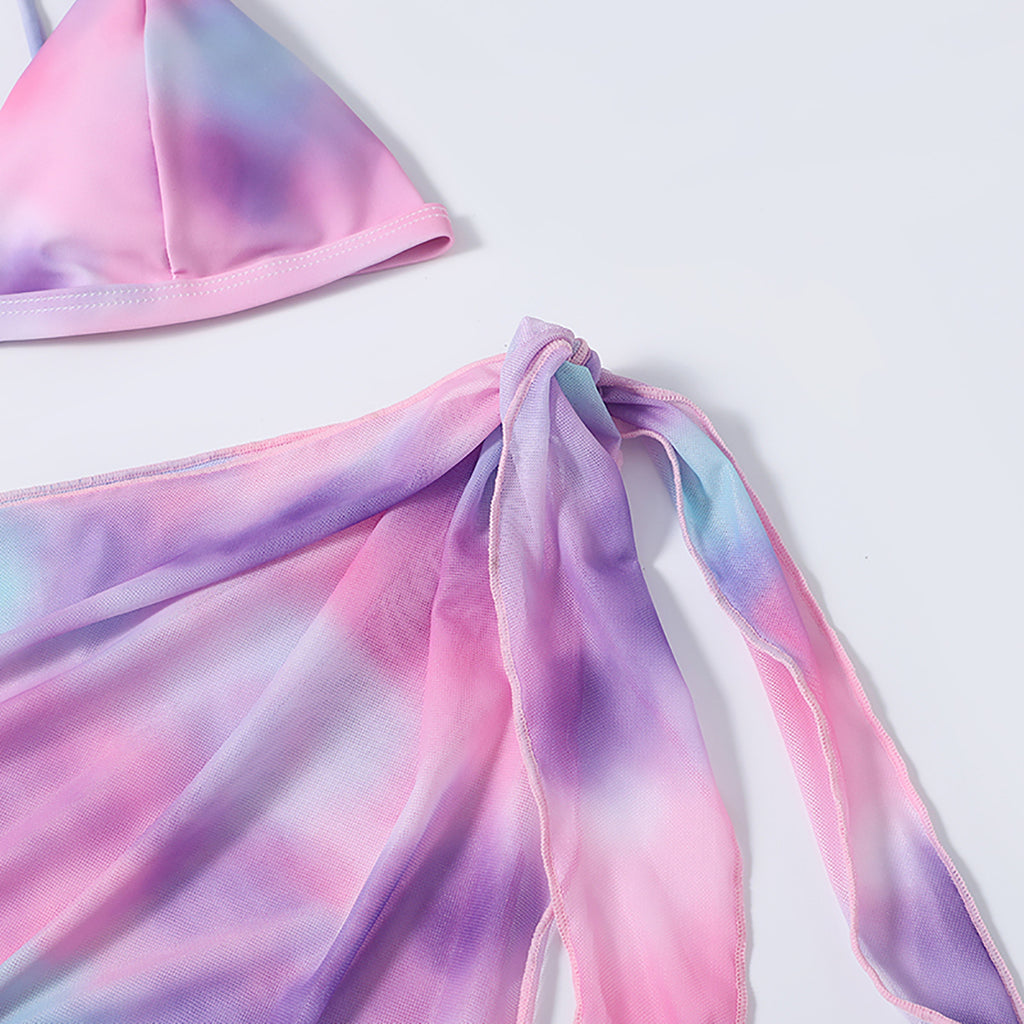 Women's Swimsuit 2023 Plus Size Bikinis Sets For Women Split High Waist Tie-dye Printed Three-piece Skirt Bikini Free Shipping