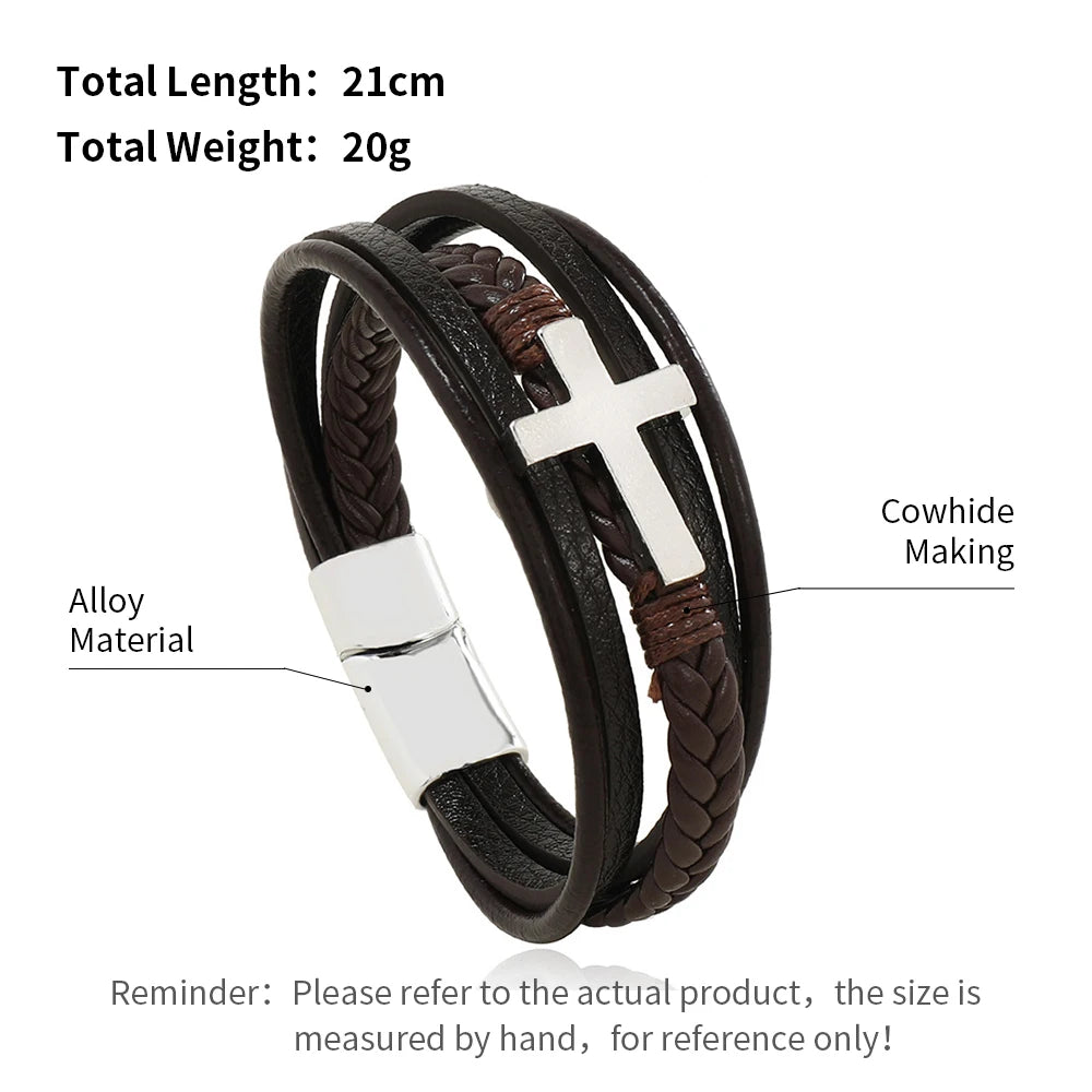 Trendy  Leather Bracelets For Men Multilayer Braided Rope Bracelets For Male Bracelets Jewelry Pulsera Hombre