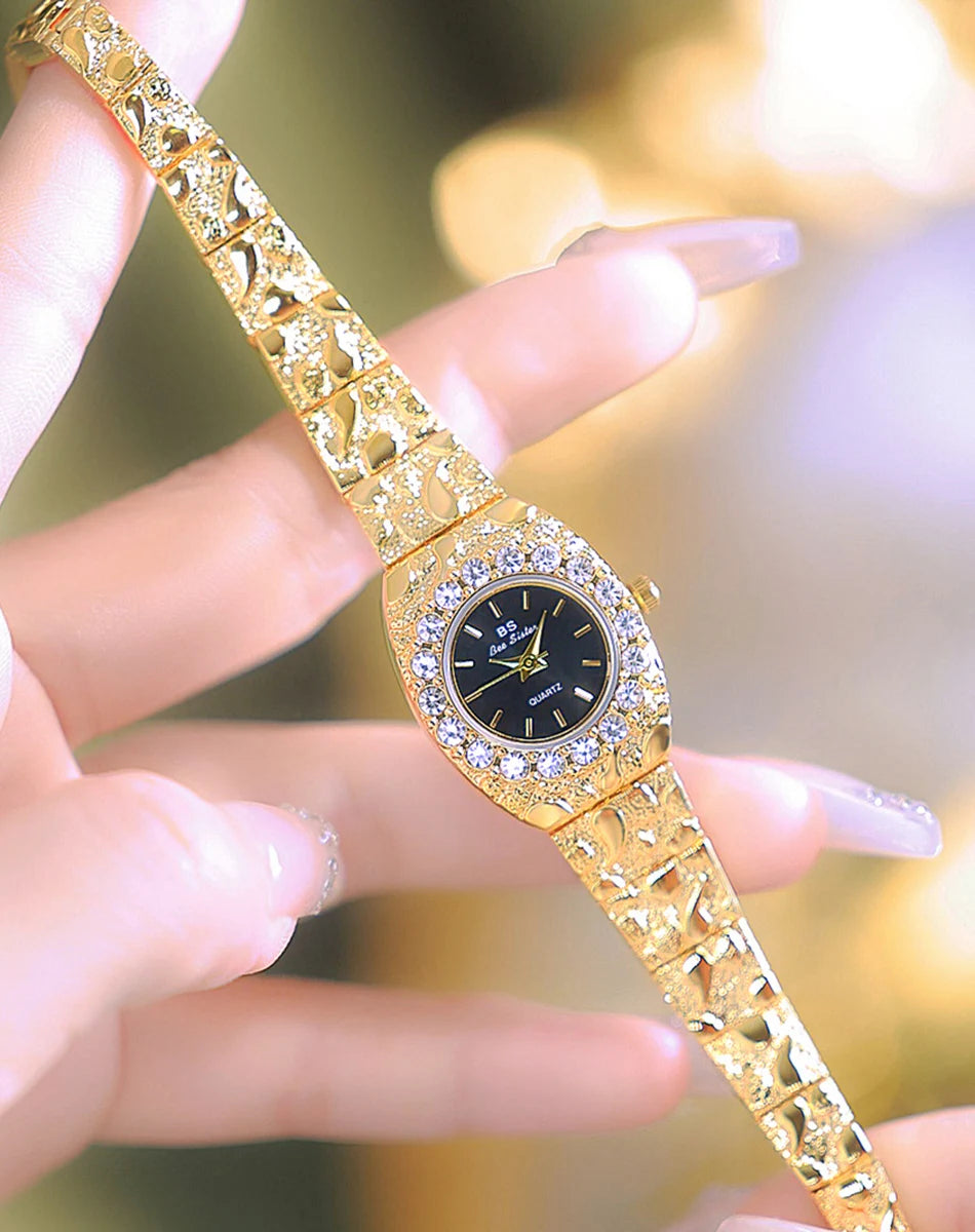 Luxury Diamond Women's Watches High Quality Golden Bracelet Fashion Quartz Wristwatch Ladies Watch Dress Gifts montres femmes