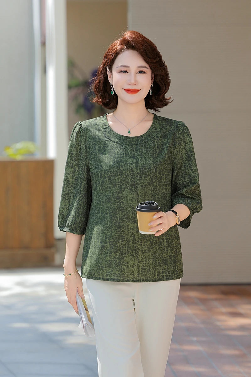 New Vintage Chiffon Women's Clothing Korean Pullovers Women's Clothing Summer Printing half sleeve Tops O-neck T-Shirts