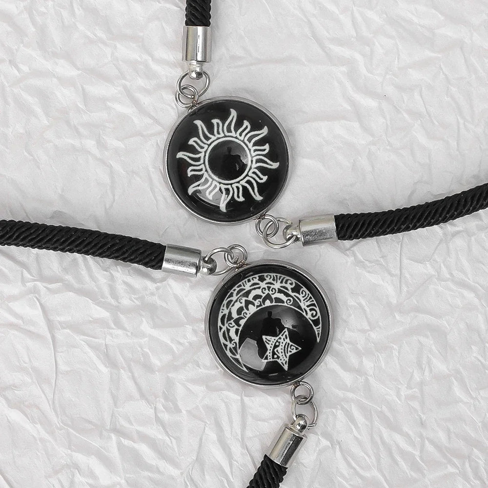 Sun Moon Braided Bracelets Women Men Black Adjustable Couple Bracelets Elegant Comfortable Bracelets Fashion Jewelry Accessories