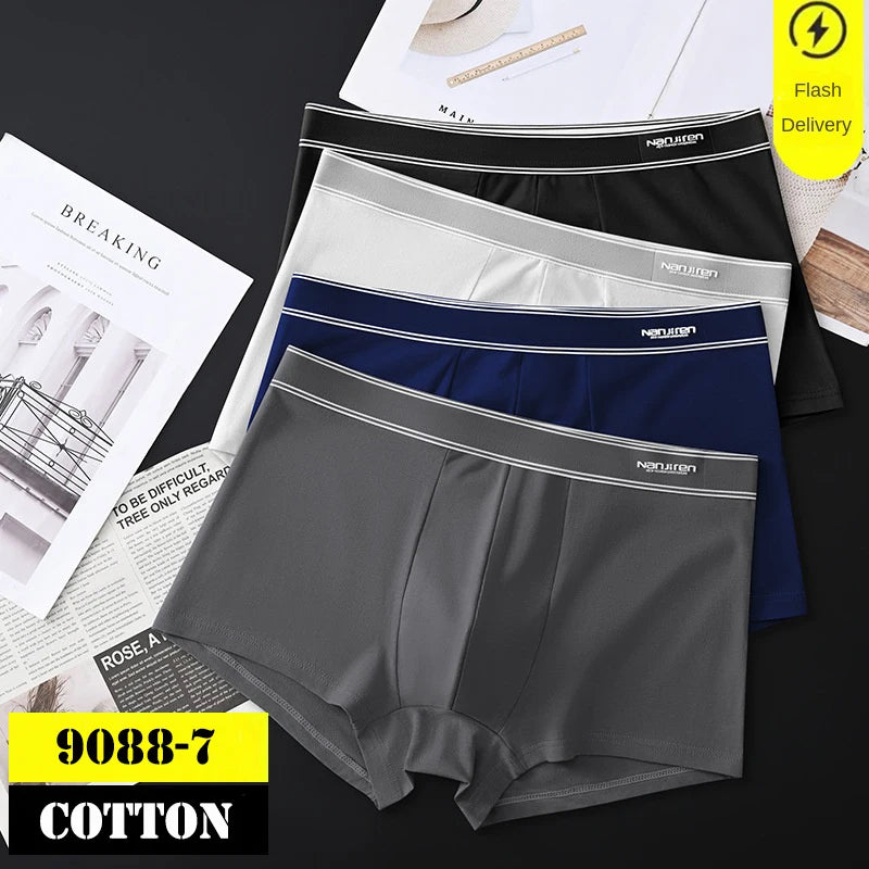 4Pcs Boxer Shorts Men's Underwear Sexy Panties Cotton Boxers Man Underpants Male Shorts Homme U Convex Lingerie Wholesale Lots
