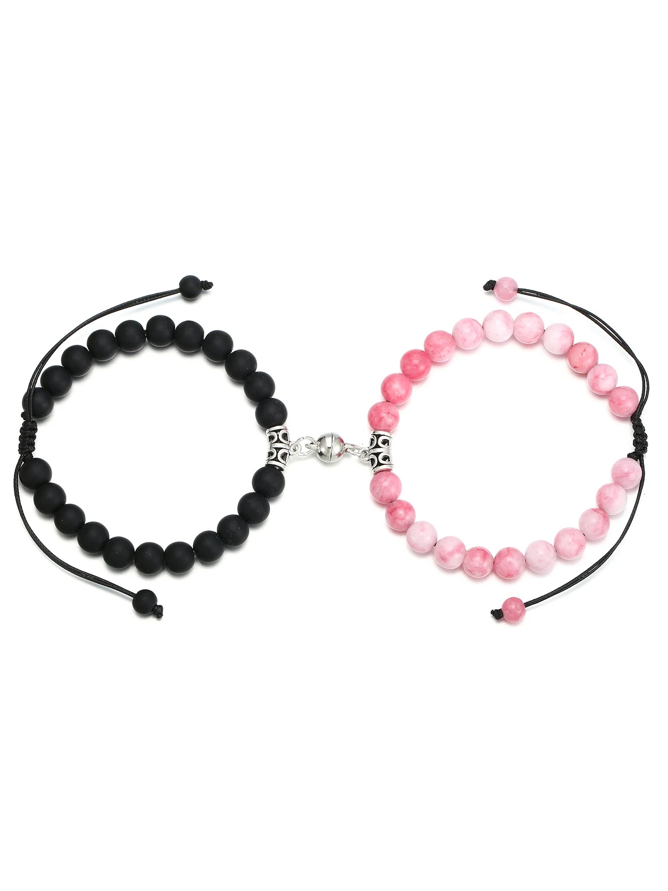 2Pcs Magnet Heart Hand Made Bead Bracelets Lover Bracelets Couple Bracelets