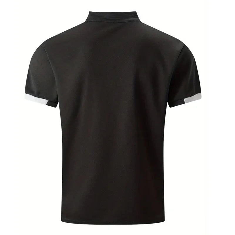 Men Clothes Spring Summer Casual Fashion Short Sleeve Stand Collar Polo Shirt Logo Print Men Clothes Slim Fit Polo Shirt