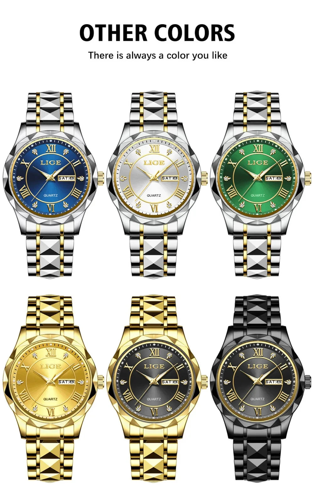 LIGE Casual Sport Watch Ladies Top Luxury All Steel Waterproof Quartz Watches For Women Fashion Gold Watch Women Montres Femmes