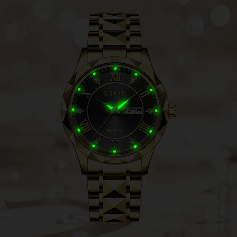 LIGE Casual Sport Watch Ladies Top Luxury All Steel Waterproof Quartz Watches For Women Fashion Gold Watch Women Montres Femmes