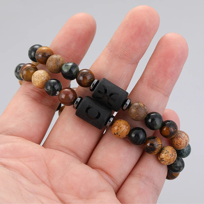 12 Zodiac Signs Bracelets Taurus Gemini Cancer Virgo Pisces Bracelets Ladies Men Couple Friendship Jewelry Gift Bracelets