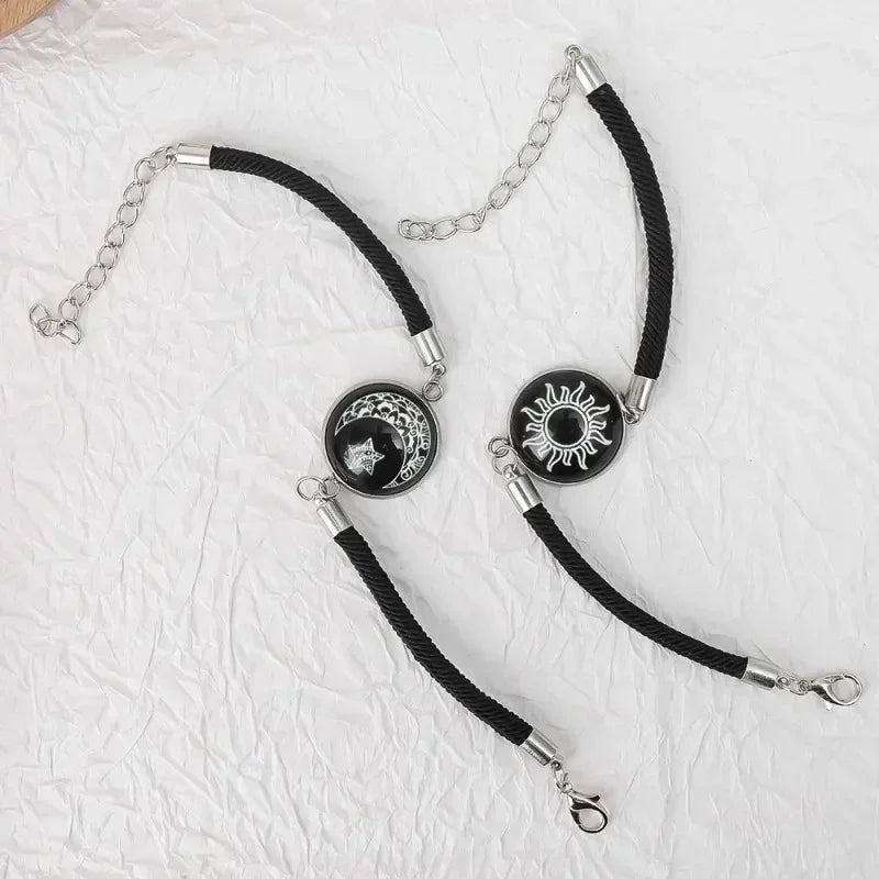 Sun Moon Braided Bracelets Women Men Black Adjustable Couple Bracelets Elegant Comfortable Bracelets Fashion Jewelry Accessories
