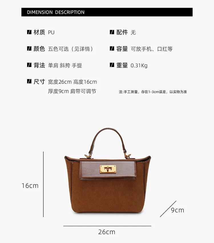 Handbag - A Niche High-end, Women's Single-shoulder Crossbody Bag for Daily Commutes. 2025 New Model - Large Capacity Kelly Bag.