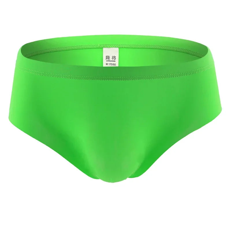 Men's Ice Silk Seamless Underwear Briefs Sexy U Convex Ultra-Thin Breathable Man Underpants Boxers