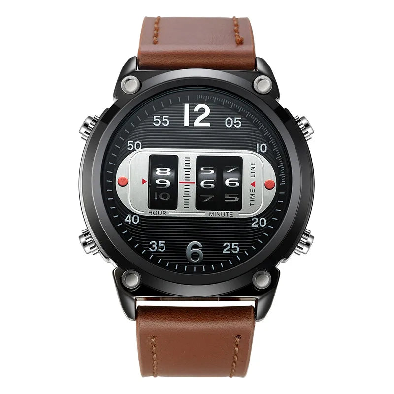 Big Brand Unique Designer Watches For Men Fashion Leather Band Simple Sports Date Quartz Watch Black Montres de Marque de Luxe